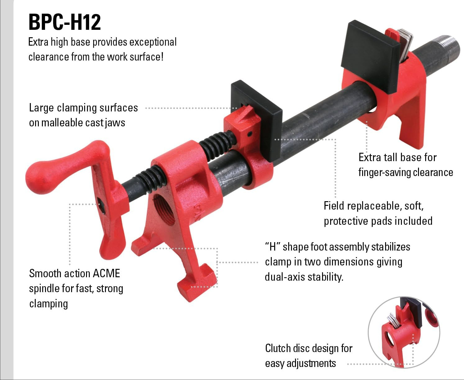 BPC-H12 1/2 In. H Style Pipe Clamps Incredibly Versatile Easy to Assemble