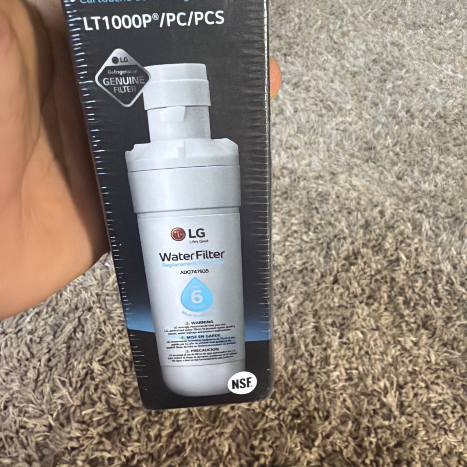 6 Months Genuine LG Water Filter Replacement Cartridge LT1000P/PC/PCS New Sealed