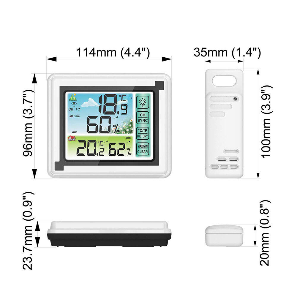 Digital LCD Thermometer Wireless Indoor & Outdoor Weather Station Clock Calendar