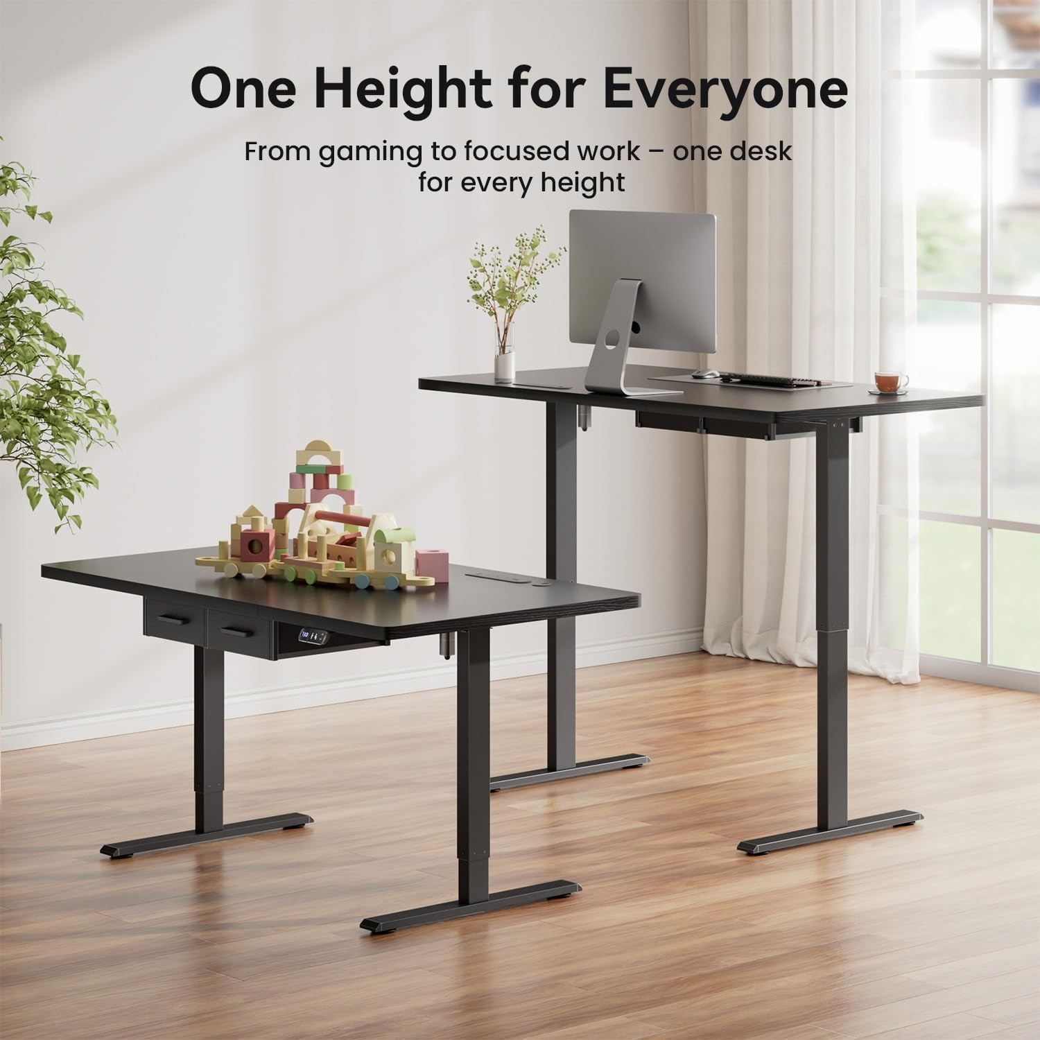 Electric Standing Desk with Drawers , Stand Up Desk with Outlet, Adjustable Desk
