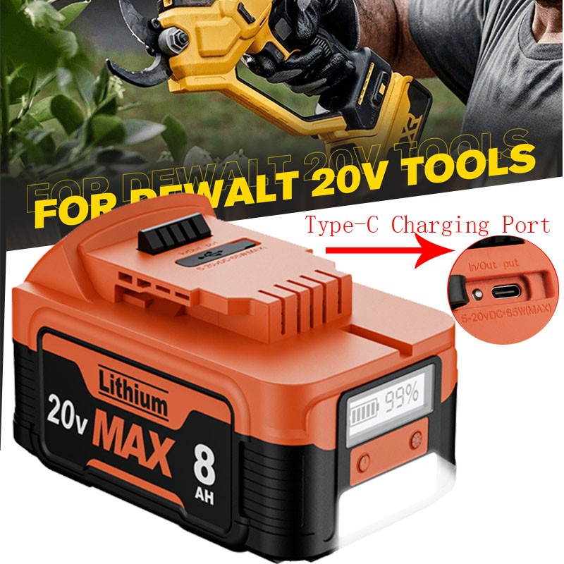 8000mAh Battery For DeWalt 20V 20Volt Max 8.0AH DCB205 DCB206 DCB200 LED Display