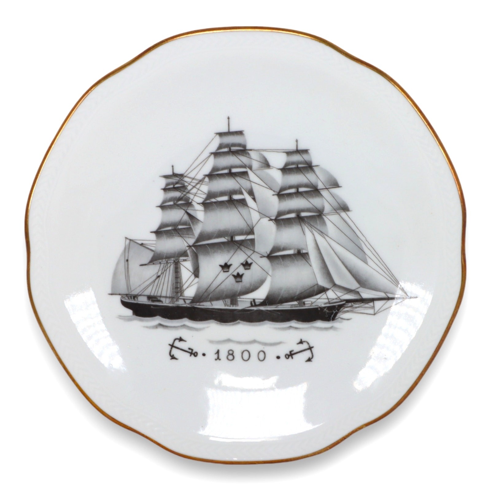 FL & Co Rorstrand Sverige Nautical Ship 8″ Plate Kingholmsservisen Sweden 1970’s