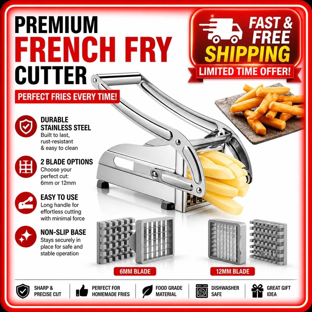 Heavy Duty Stainless Steel French Fry Cutter with Suction Feet for Potatoes