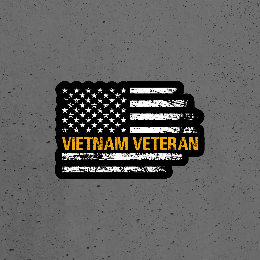 Vietnam Veteran sticker vinyl decal American flag yellow stripe military USA 7″