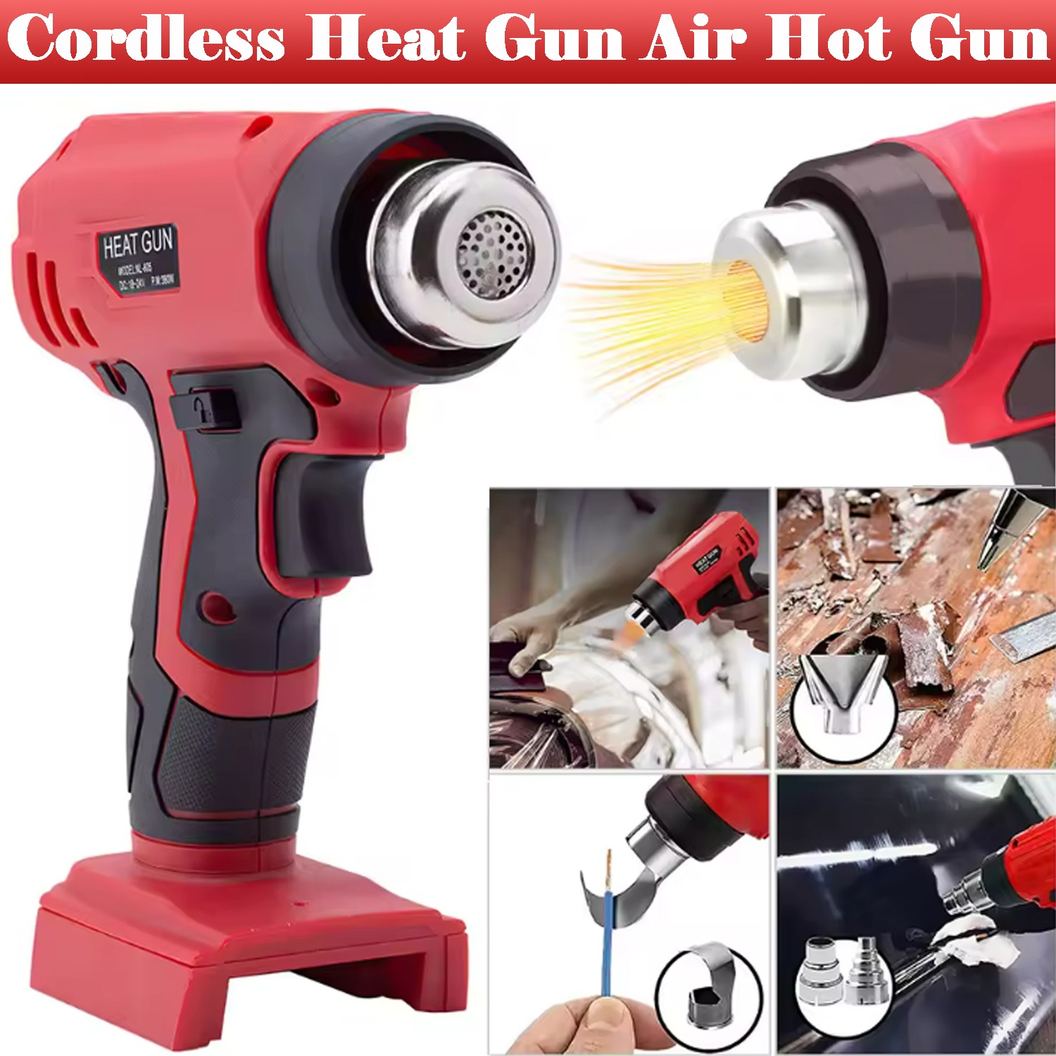 NEW Heat Gun For Milwaukee 18V Li-Ion Battery 360W Hot Air Gun Kit 4× Nozzles