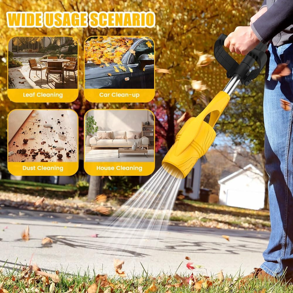 Cordless Leaf Blower 150MPH 580CFM Batteries & Charger Snow Blowing Car Wash Dry