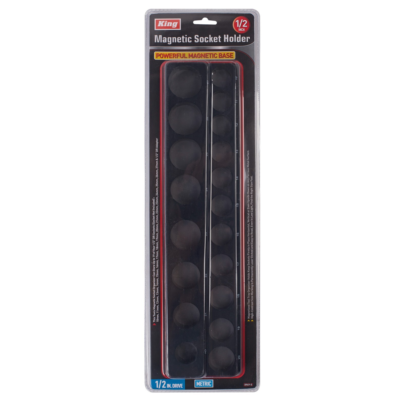 KING Magnetic Socket Organizer Holder 6-PACK Set 1/4” 3/8” 1/2” Metric SAE
