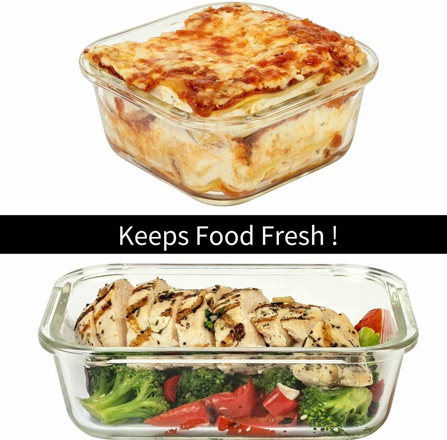 Razab Set of 35 PC Glass and Plastic Food Storage Containers with Airtight Lids