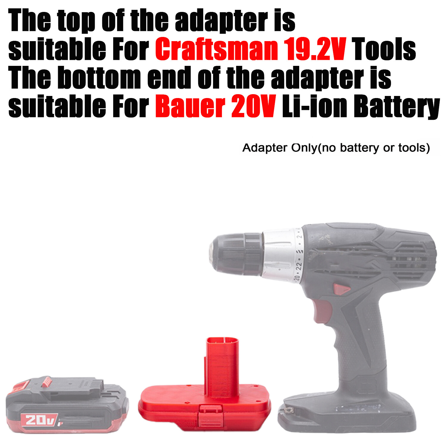 Battery Adapter For Bauer 20V Li-ion Battery to For Craftsman 19.2V Tools US