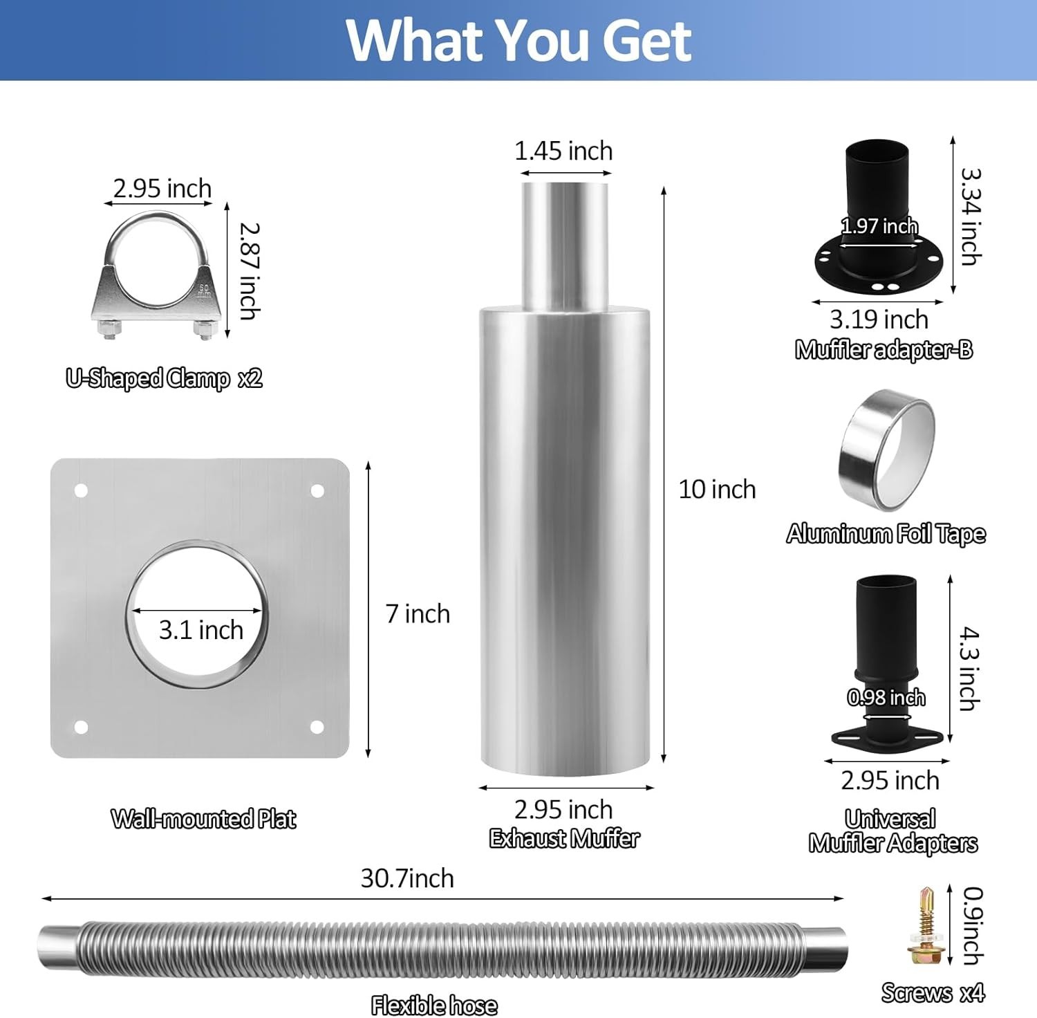 2025 Upgraded Generator Exhaust Silencer Kit Stainless Steel Muffler with