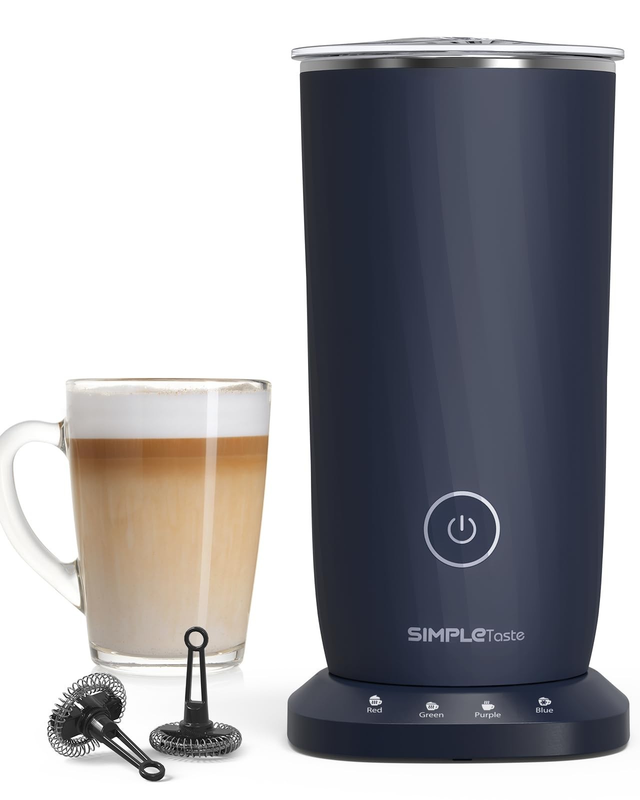 SIMPLETASTE Milk Frother, 4-in-1 Electric Milk Frother and Steamer, Automatic