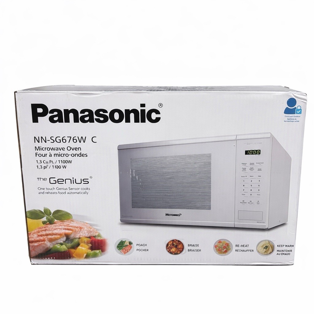 Panasonic NN-SG676W Genius 1.3 Cu Ft 1100W White Countertop Microwave NEW