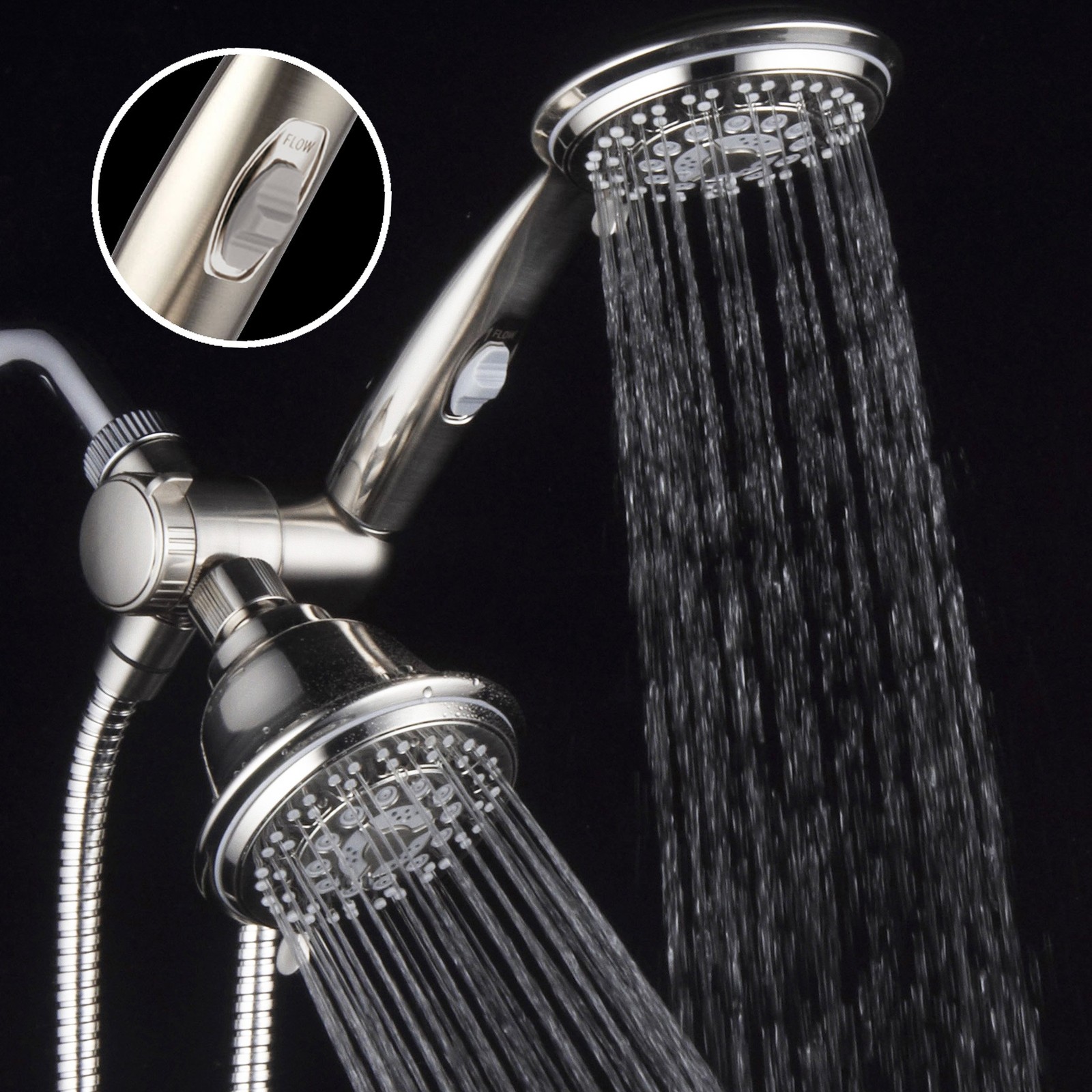 Hotel Spa 42-Setting Ultra-Luxury 3-Way Combo On/Off Pause Switch/Brushed Nickel
