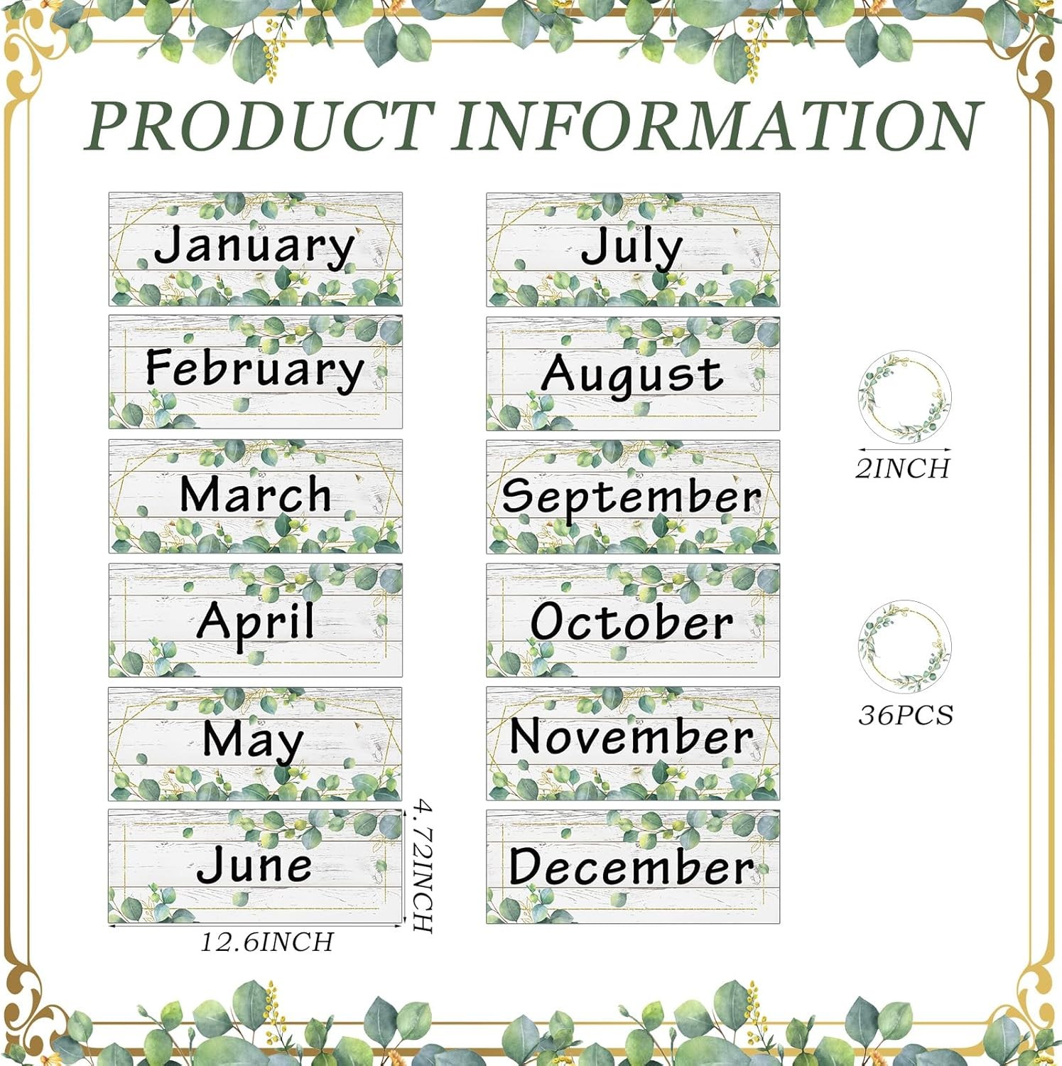 48 Pieces Holiday Monthly Headliners Set 12 Months of The Year