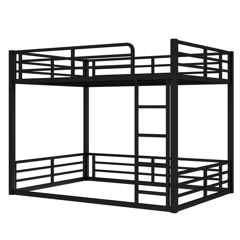 Metal Bunk Bed,Full XL over Full XL Floor Bunk Bed Frame for Kids Teens Adults