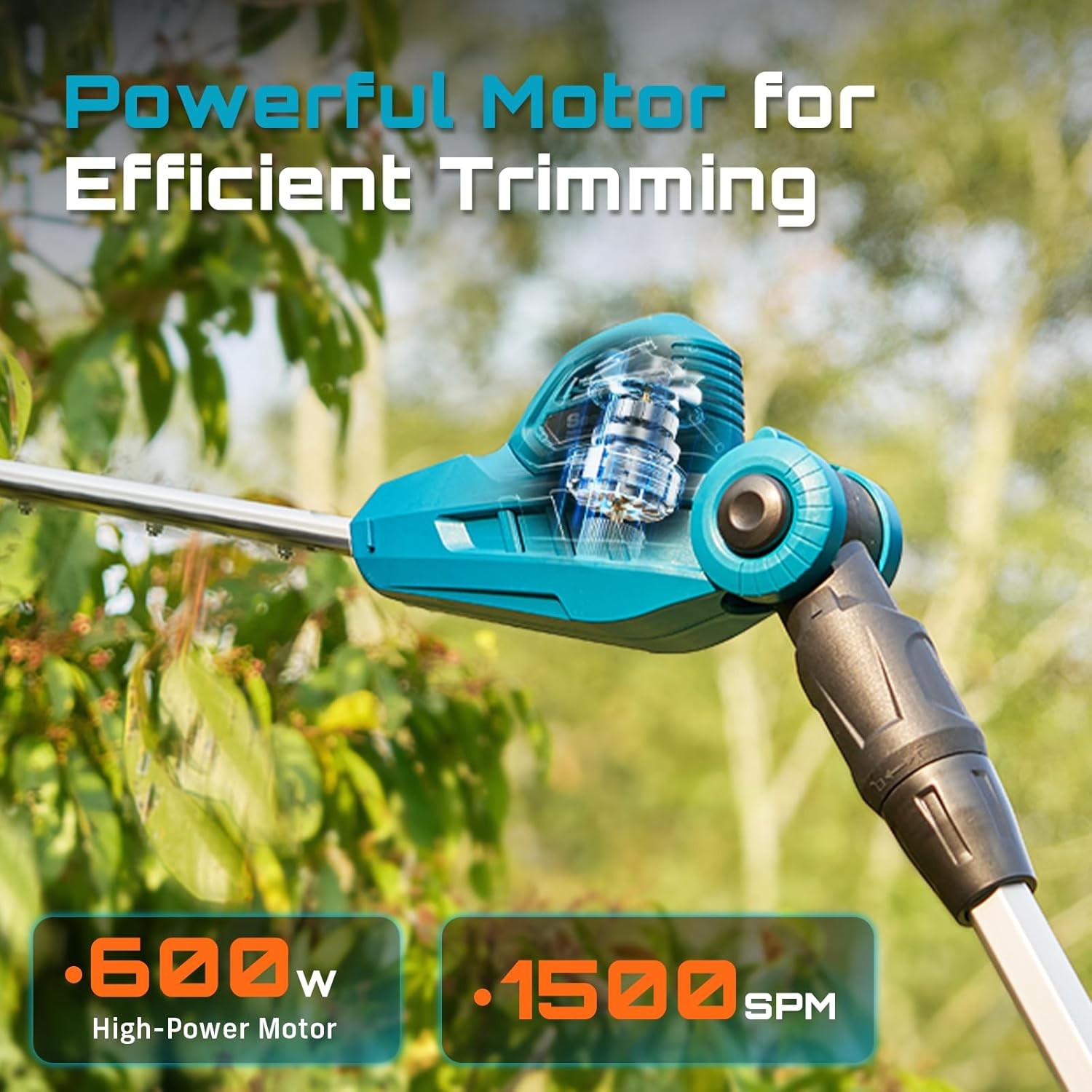 SEESII Telescopic Cordless Pole Hedge Trimmer 20″ Dual-Action Blade 8Ft Pole