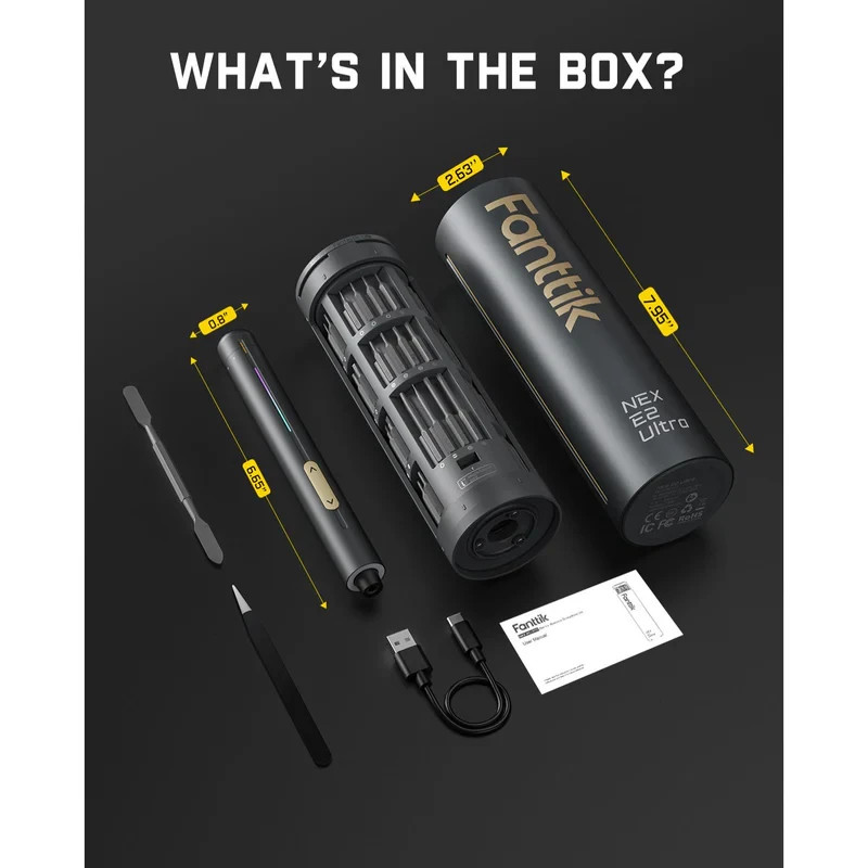 Fanttik E2 Ultra Mini Electric Screwdriver, Cordless Screwdriver, Max 0.6N.m, 50