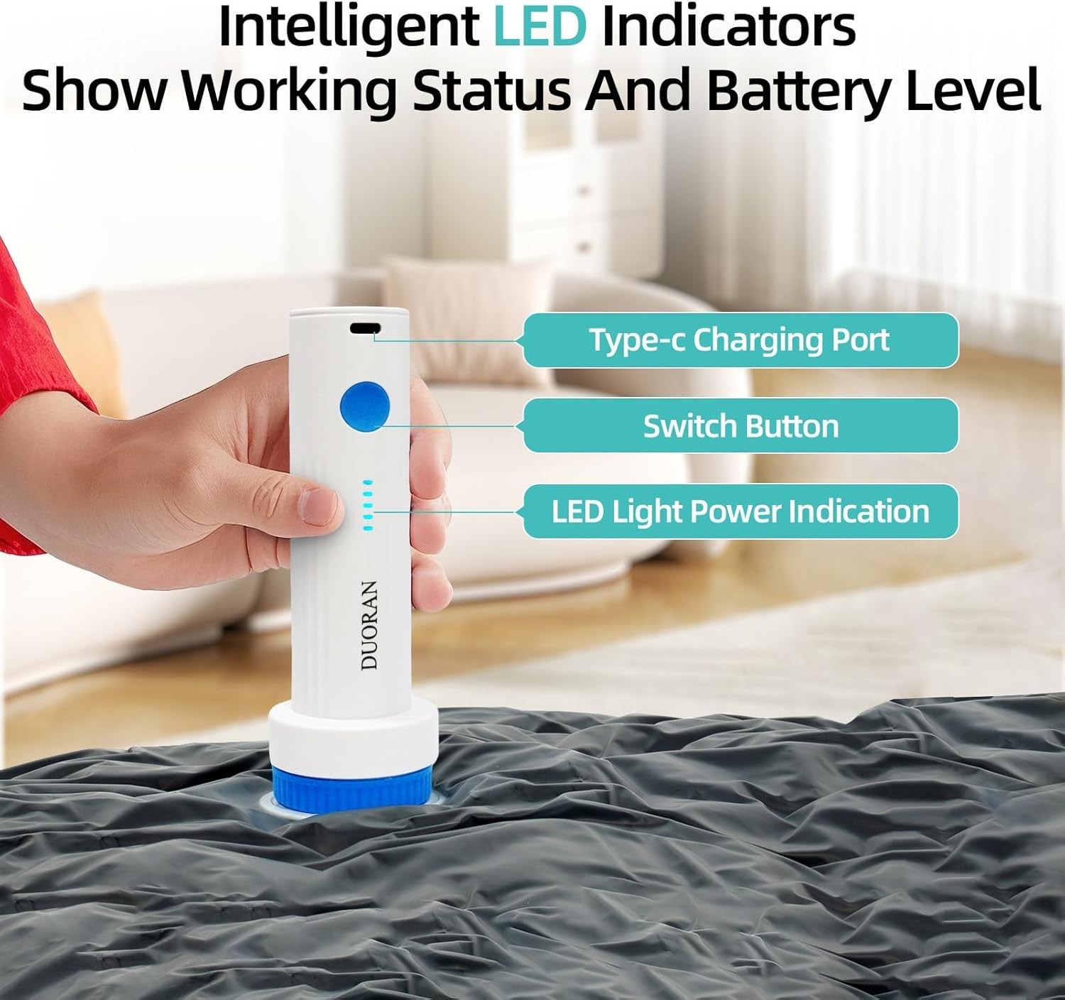 Cordless Electric Vacuum Pump for Vacuum Storage Bags Travel Air Pump, Portab…