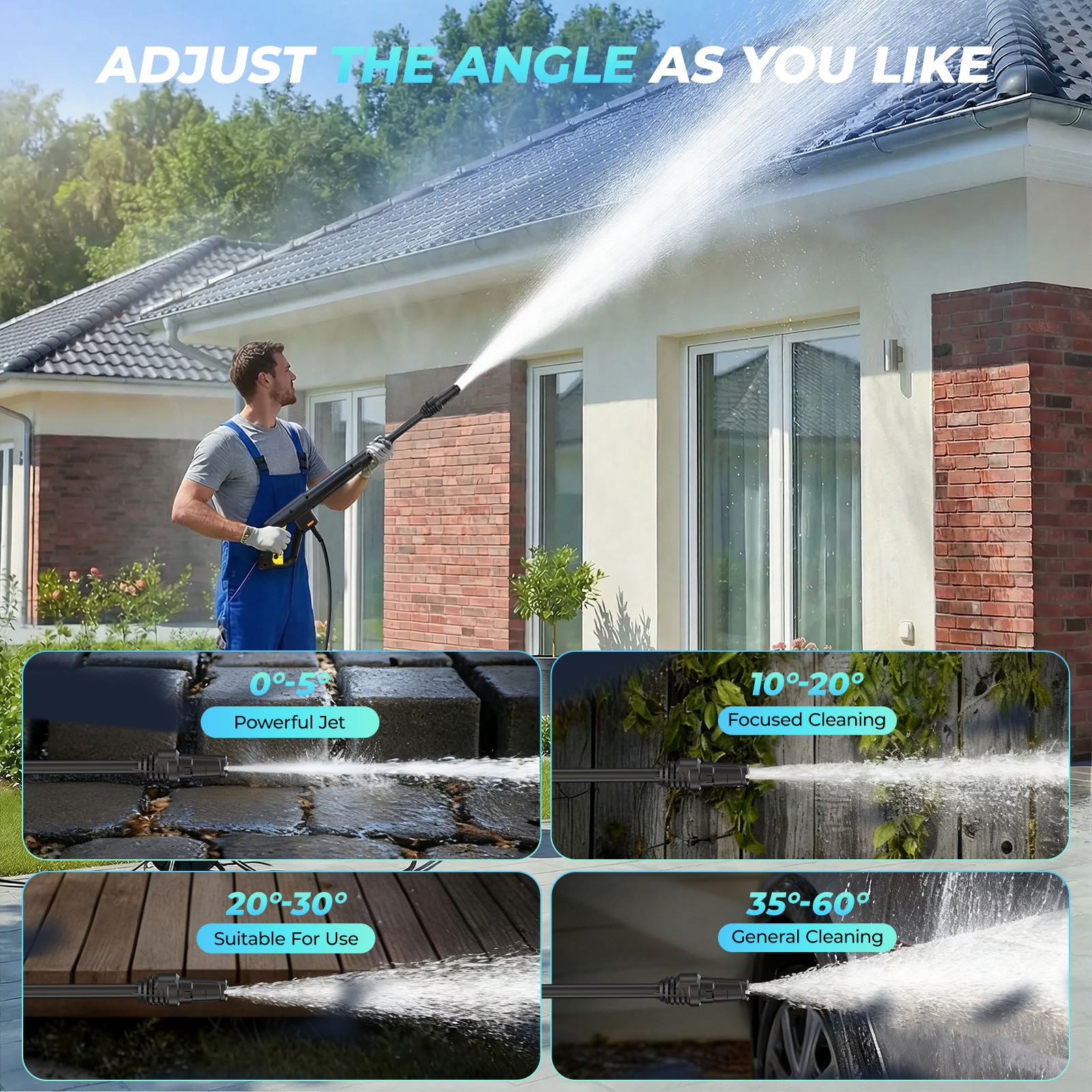 Electric Pressure Washer 1500W High Pressure Washer Portable with 4 in 1 Nozzle