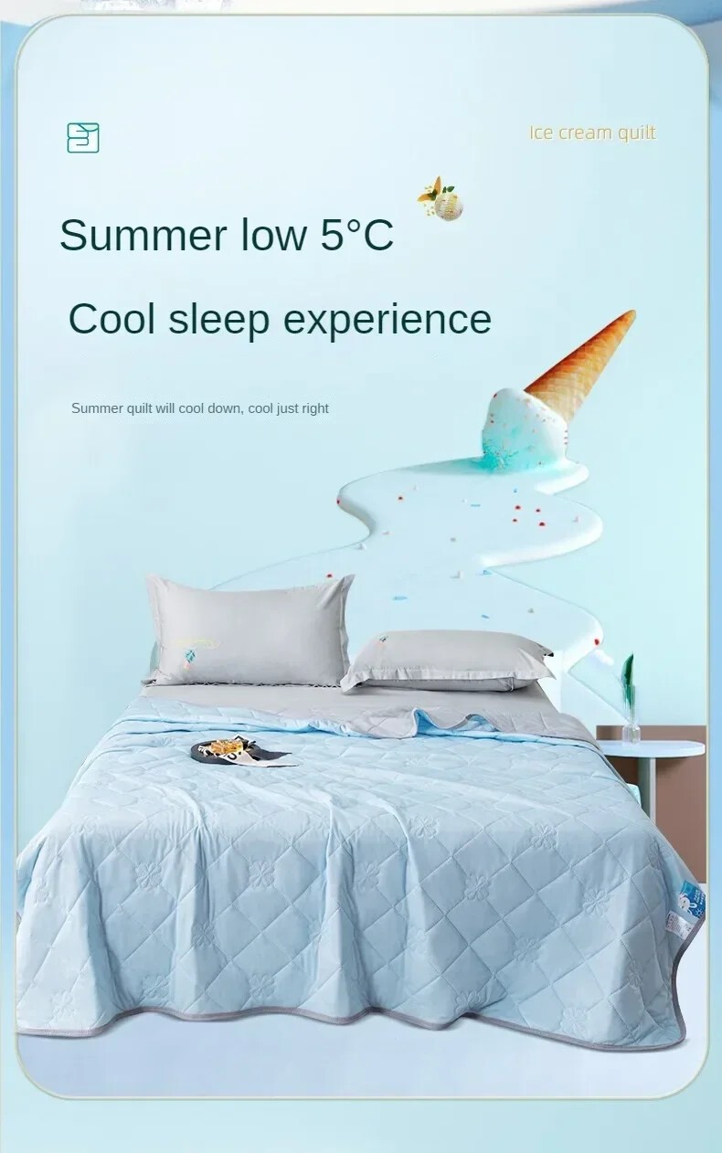 Cooling Quilt Blanket for Hot Sleepers Soft Lightweight Summer Cold Comforter