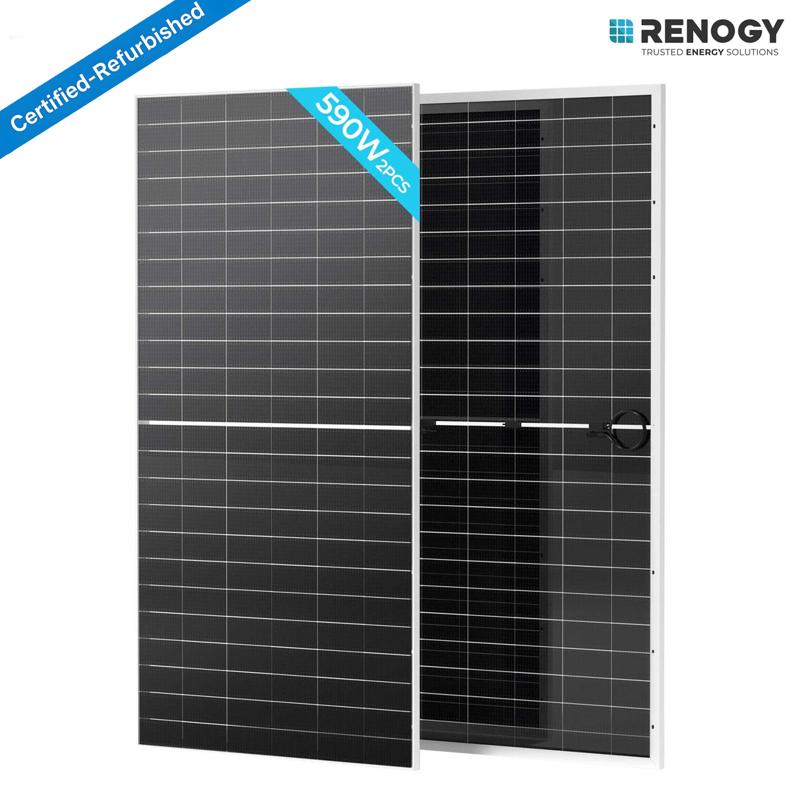 Renogy 12V/24V N-Type Bifacial Solar Panel 2PCS 590W Monocrystalline Refurbished