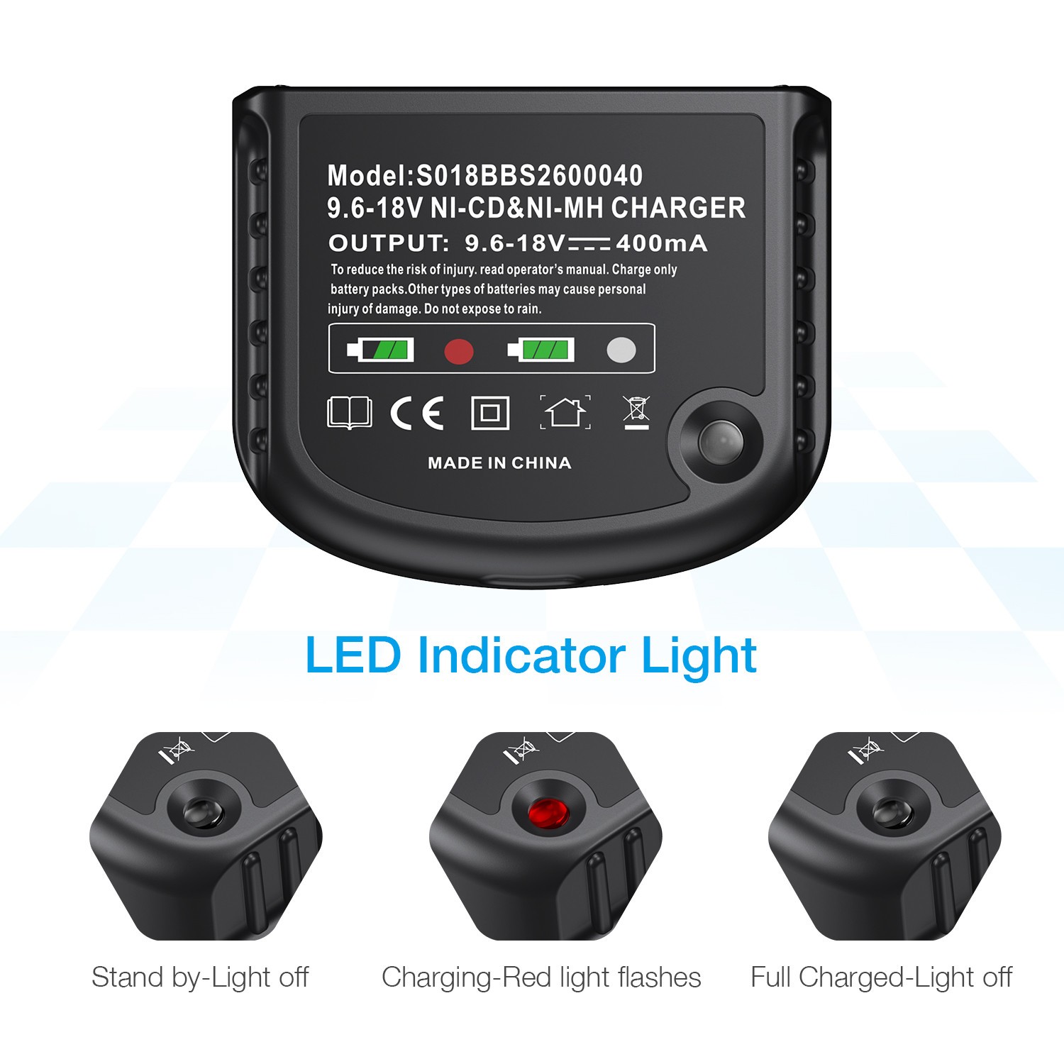 18V Battery Charger for Black & Decker 18 Volt HPB18-OPE 244760-00 Firestorm