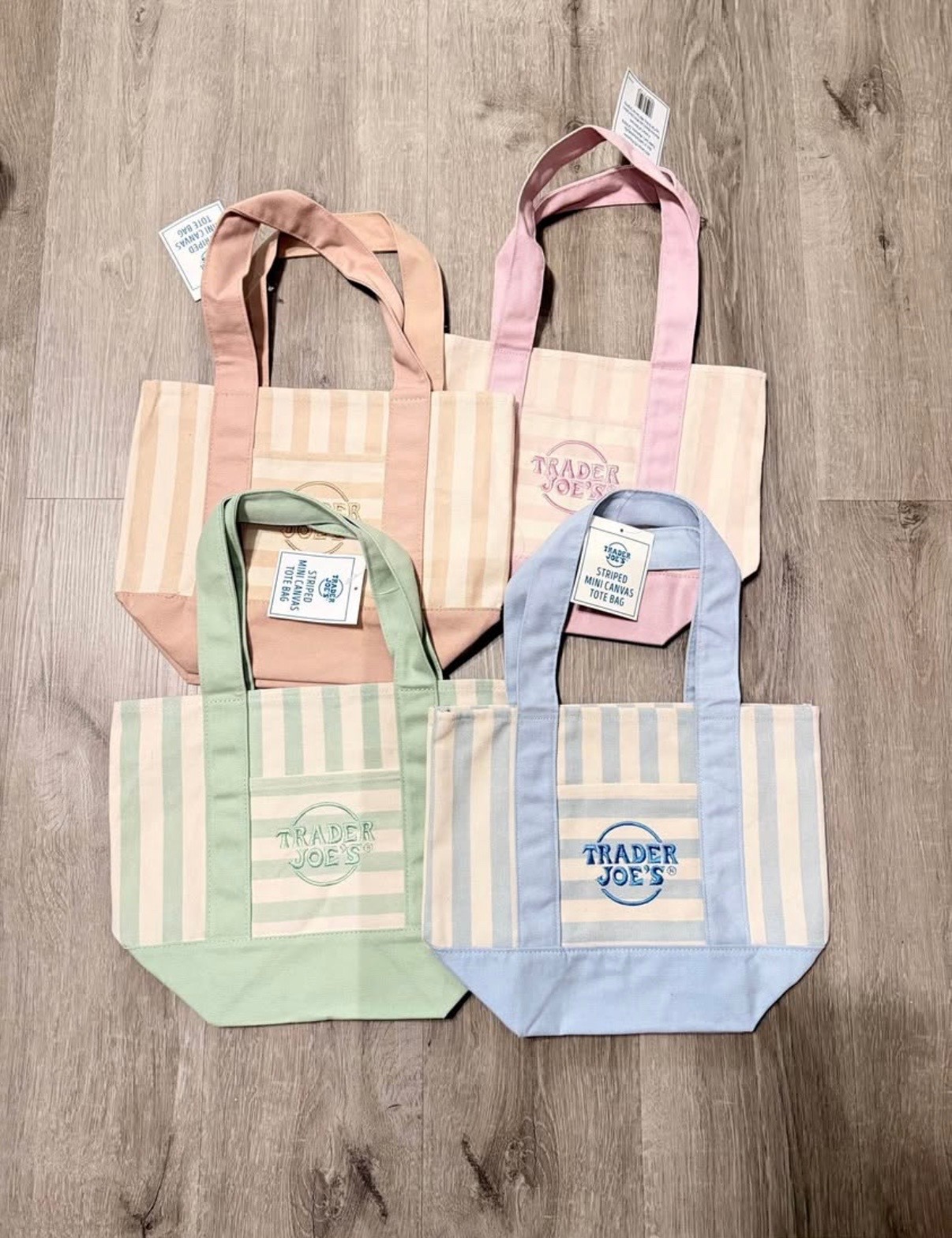 Trader Joe’s Striped Canvas Mini Tote Set of 4 Or Buy Individual Piece !