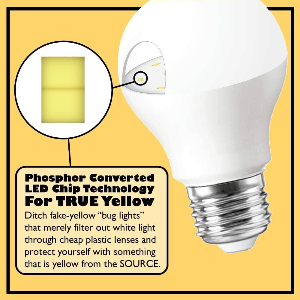 Un-Edison A19 LED Bug Light – Replaces 100W – Yellow Spectrum E26 Medium