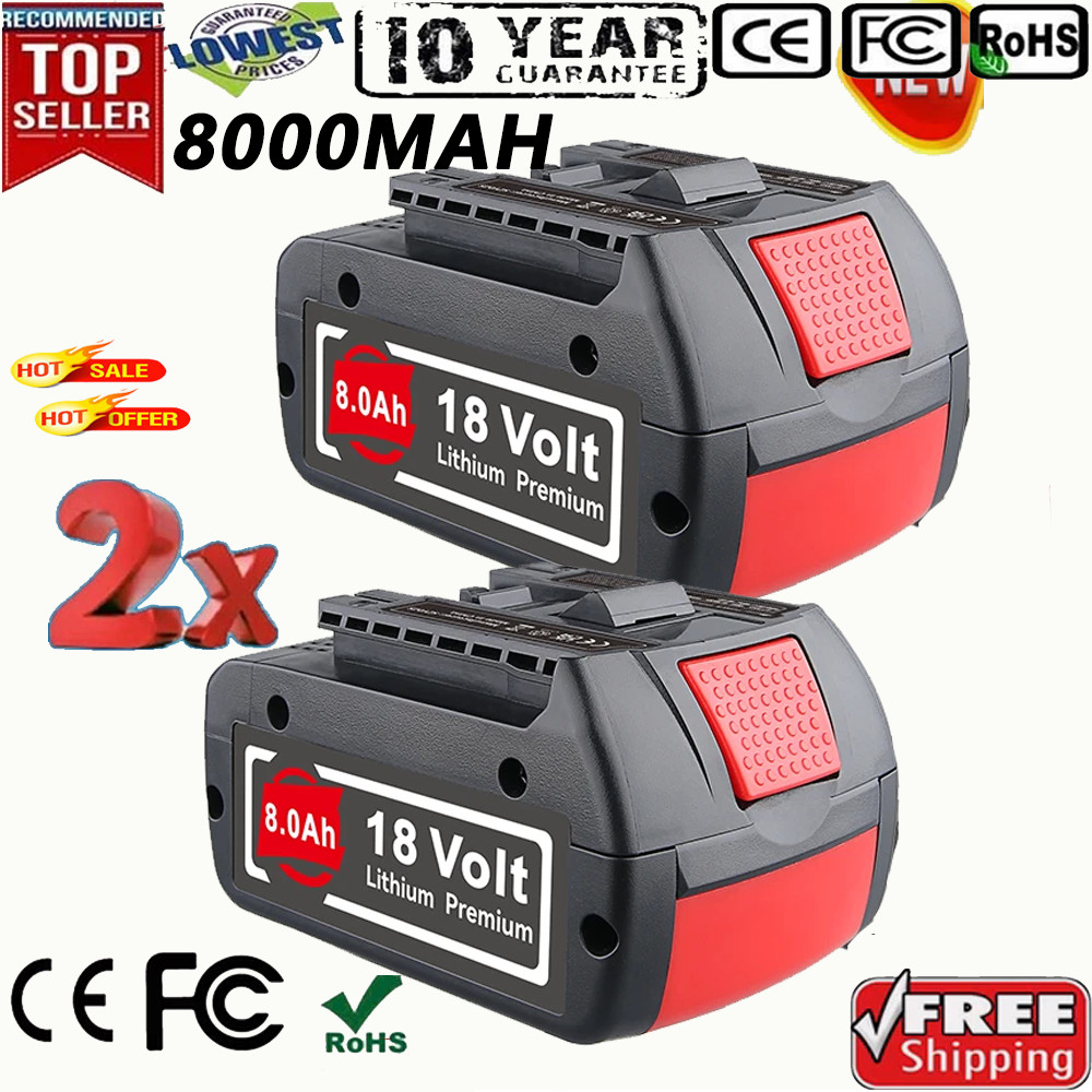 2PACK 18V Battery For Bosch 18 VOLT 8.0AH Li-ion BAT609 BAT610G BAT618 24618-01