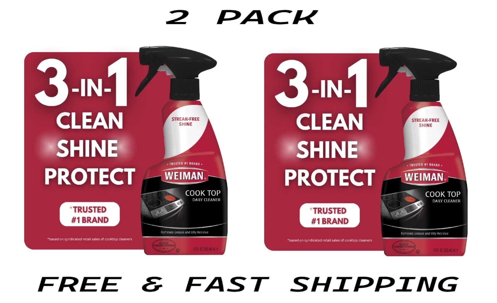 (2 PACK) Weiman Daily Cooktop Cleaner Spray for Easy Daily Cleaning, 12 oz.