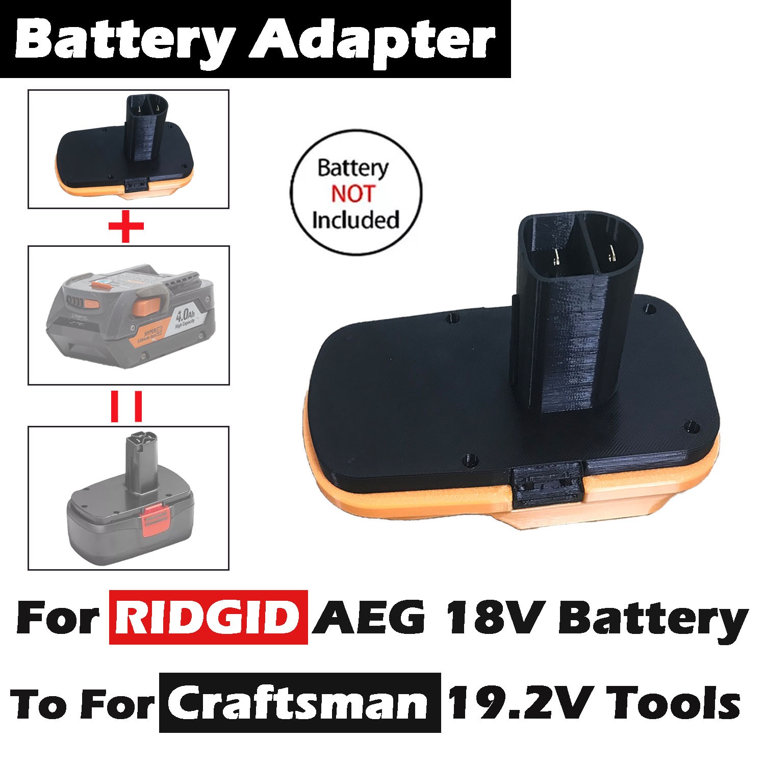 For Ridgid 18V Battery Adapter to For Craftsman 19.2V C3 Power Cordless Tools