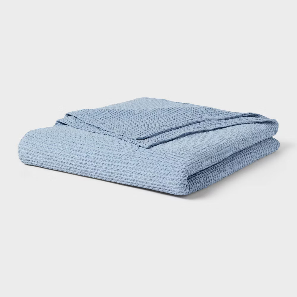 Twin/Twin XL TENCEL Lyocell Waffle Bed Blanket Light Blue – Threshold