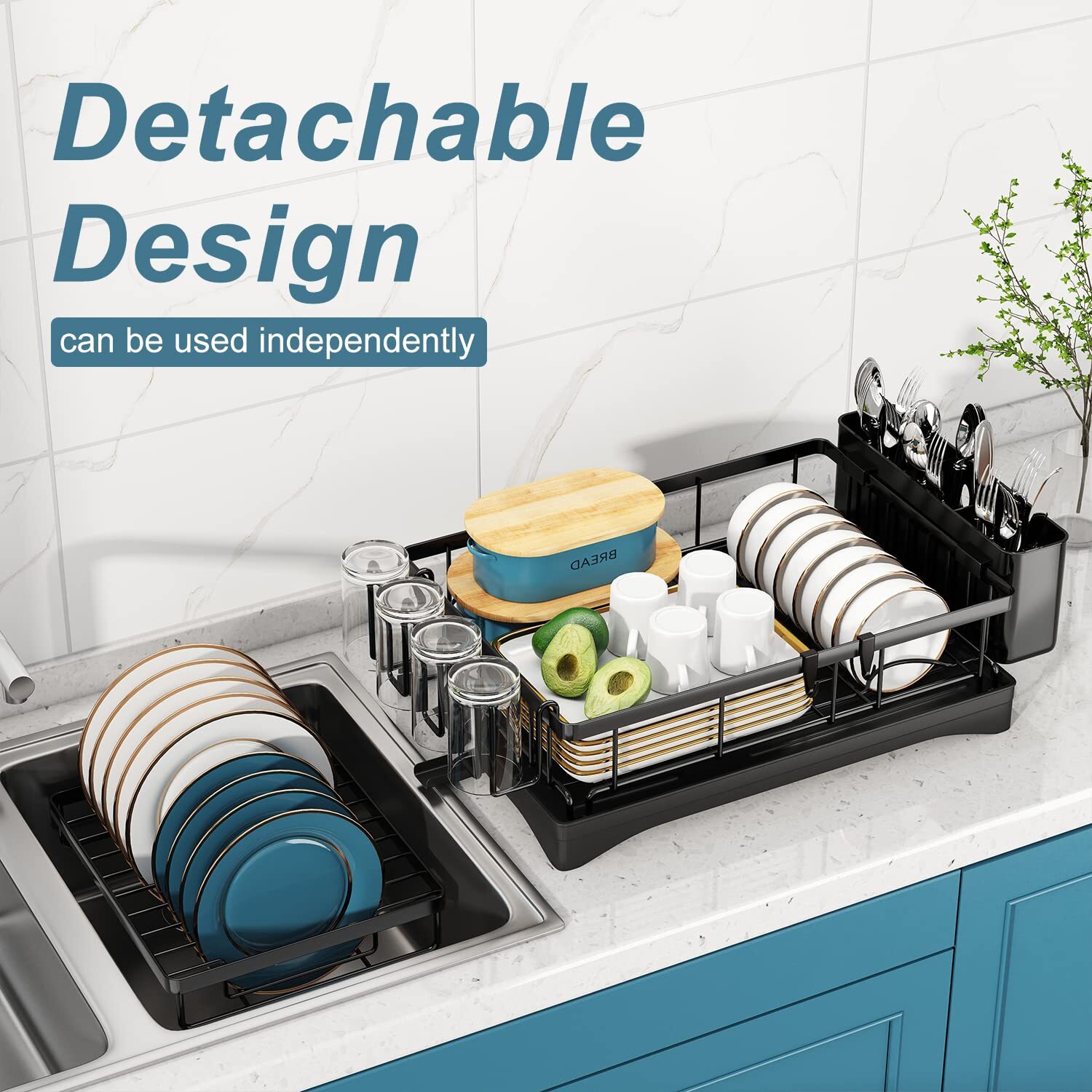 2 Tier Over Sink Dish Drying Rack Stainless Steel Kitchen Dish Drainer organizer