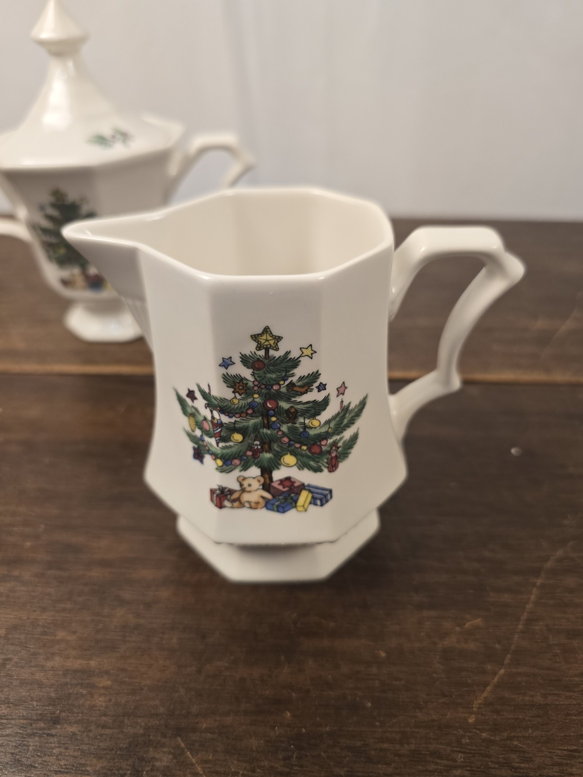 3pc VTG Nikko Classic Collection Ironstone Christmas Octagon Sugar & Creamer/Lid