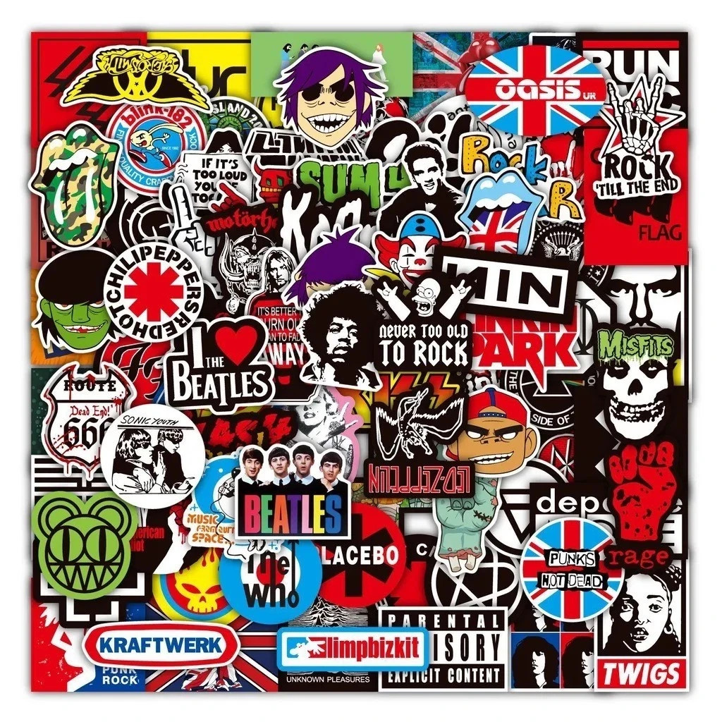 100PCS Rock Band Stickers Lot Punk Music Heavy Metal Bands Sticker Decal