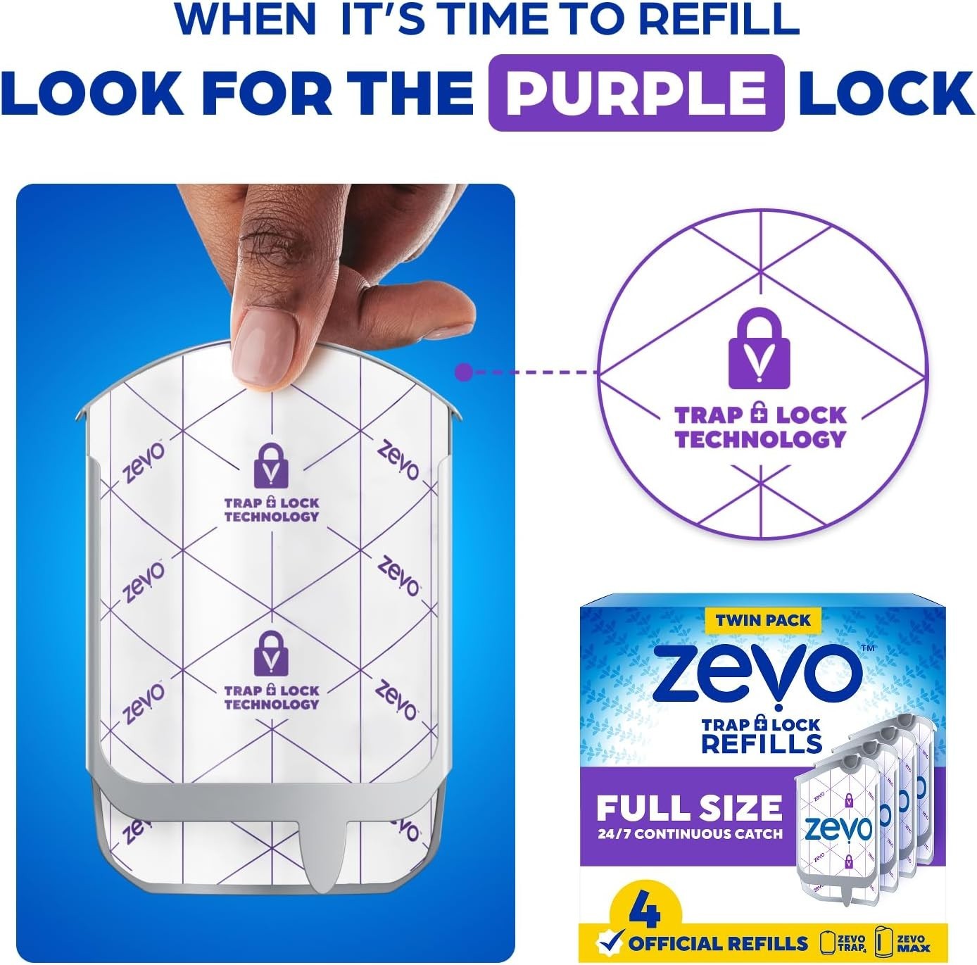 Zevo Flying Insect Trap Official Refill Cartridges Fits Both Zevo Trap & MAX