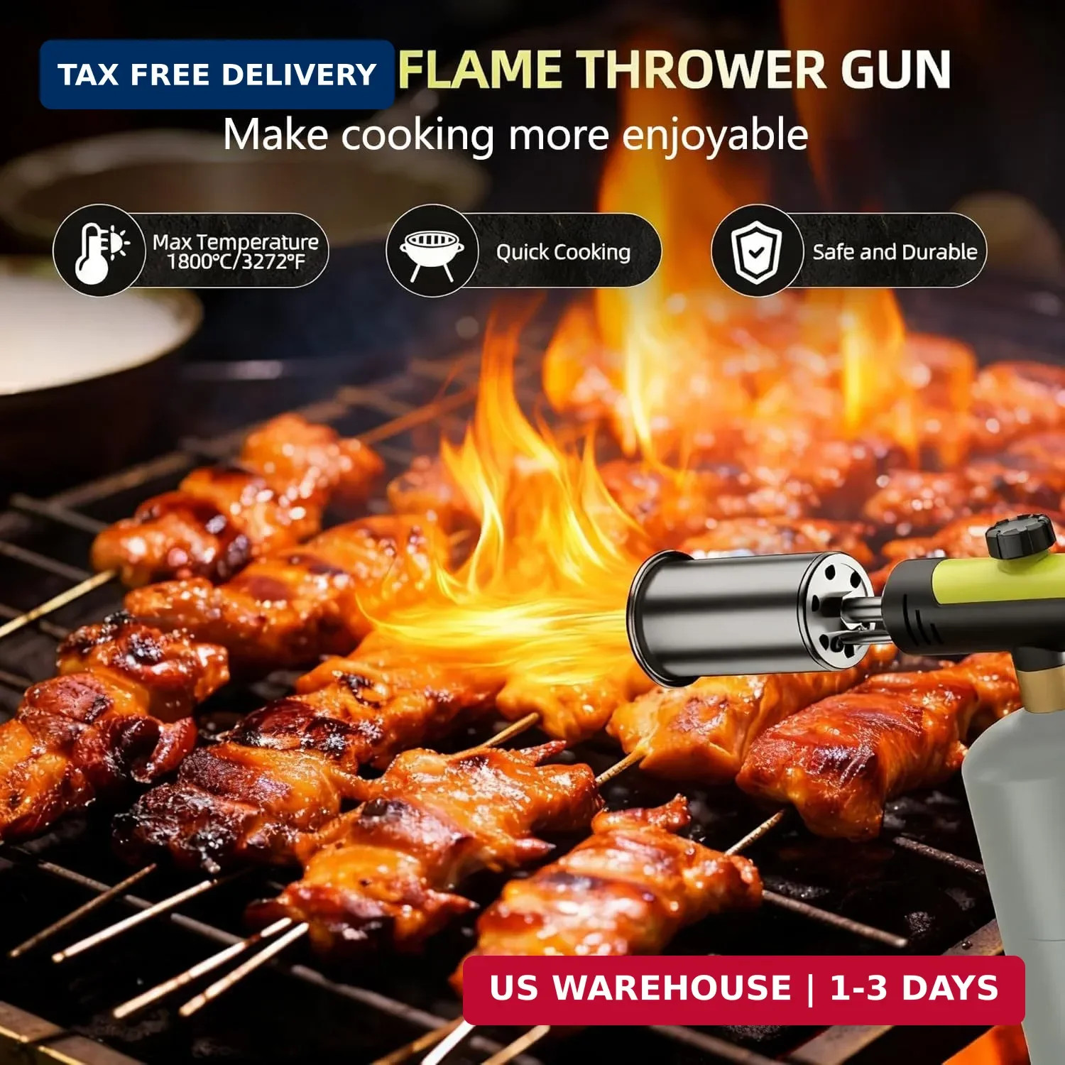 Propane Torch Gun Kitchen Blow Torch BBQ Campfire Charcoal Lighter Burner