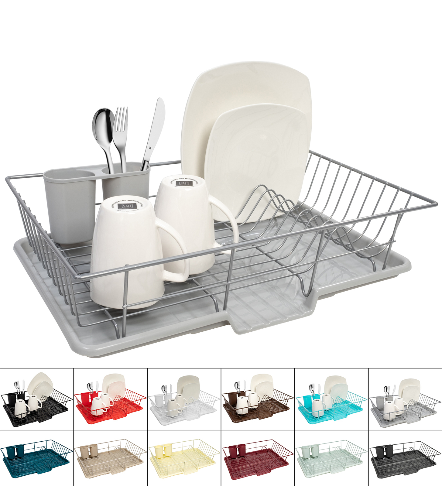 Sweet Home Collection 3-Piece Kitchen Sink Dish Drainer Set – Assorted Colors