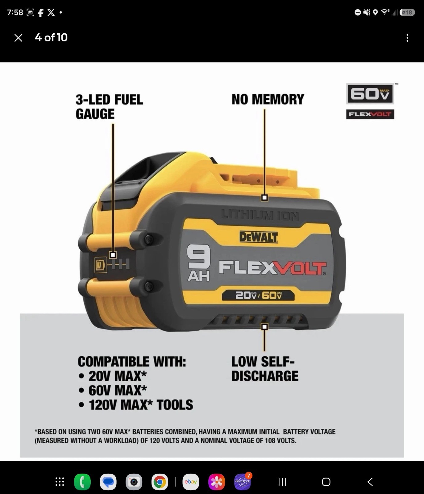 DEWALT FLEXVOLT 20V/60V Max 9Ah Battery & Fast Charger Kit DCB609C NEW