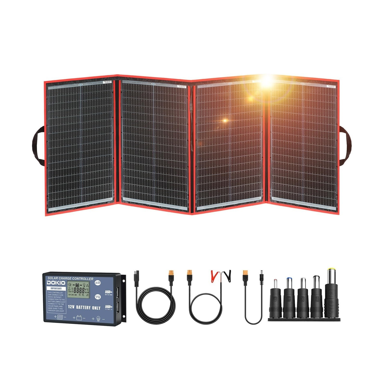 DOKIO 200W Portable Foldable Solar Panel Kit (20x27in, 9.7lb), with Separate …