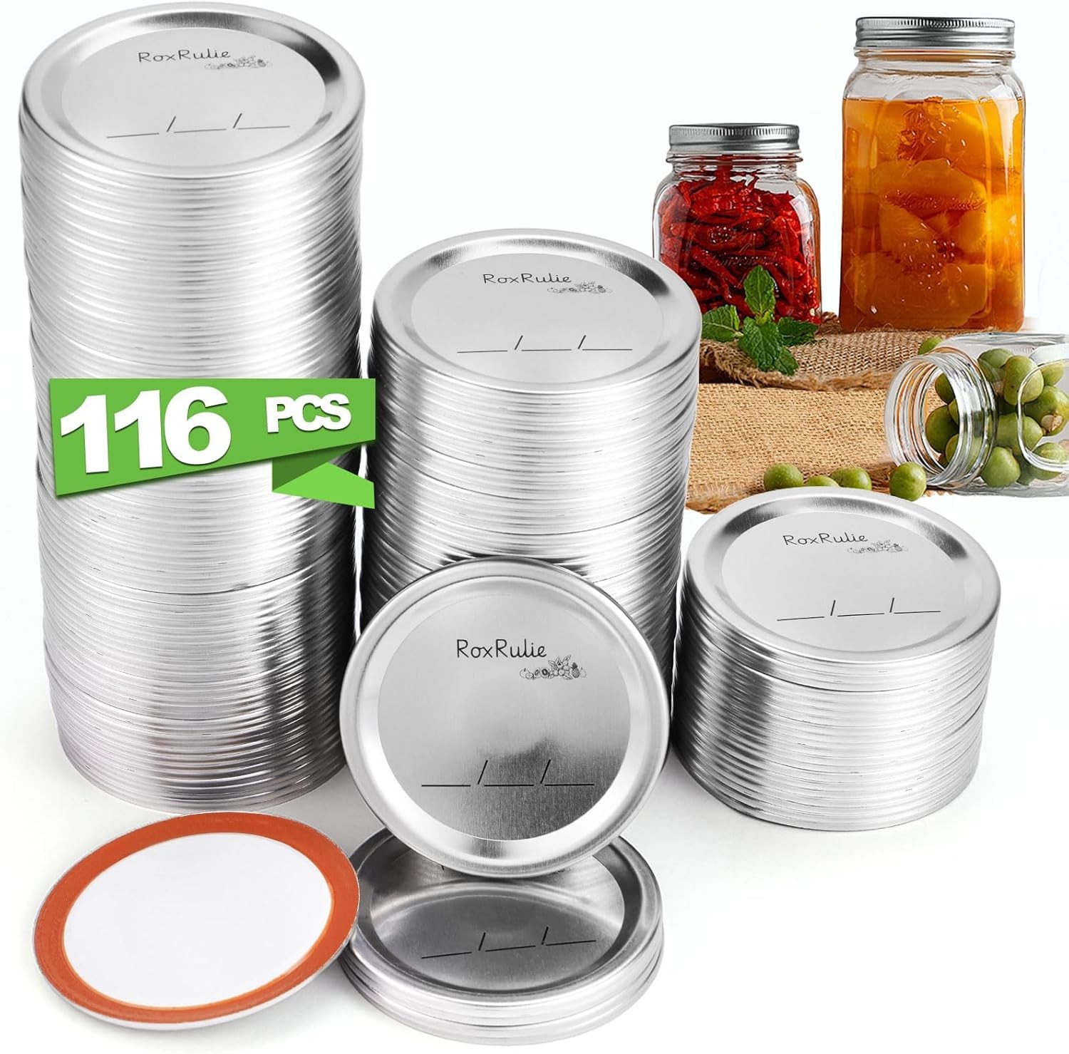 116PCS Canning lids Wide 3.43in Mouth – 116Pcs, silver