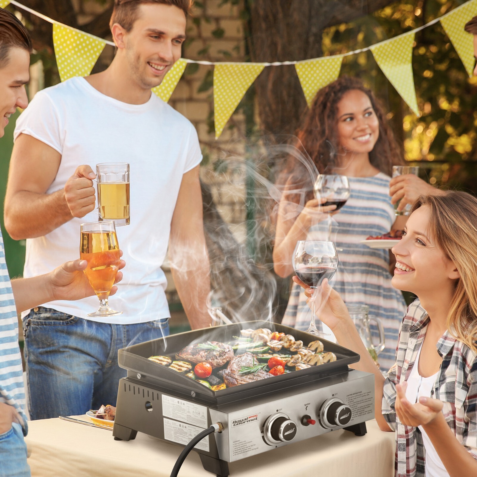 Royal Gourmet Portable 17-Inch 2-Burner Tabletop Gas Griddle Grill