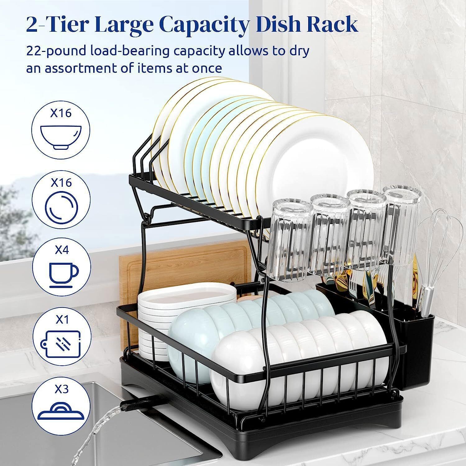 Dish Drying Rack Large Over The Sink Dish Drainer Drying Rack Kitchen Organizers