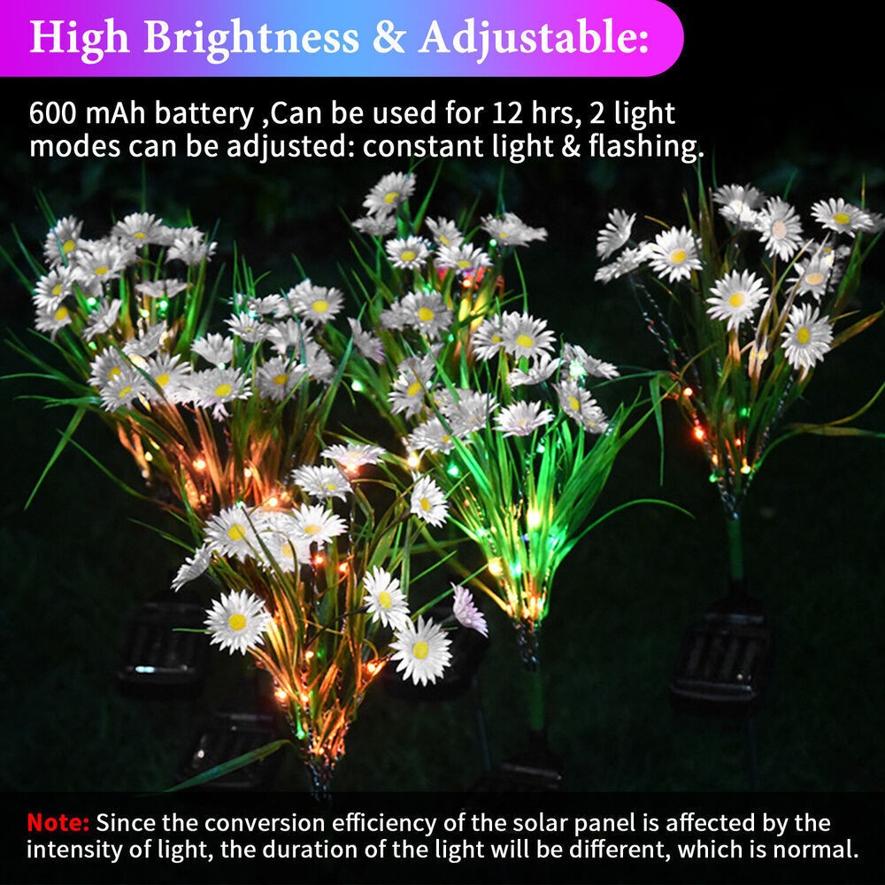 Solar Garden Lights Outdoor Waterproof LED Flower Stake Lamp Yard Patio Decor