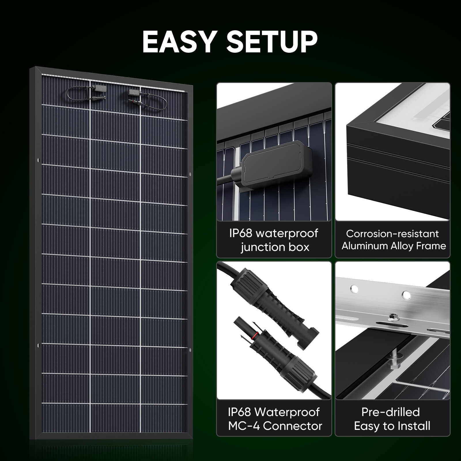 300W Bifacial N-Type Solar Panel Mono 12/24V Charging Home PV Off-Grid RV Boat