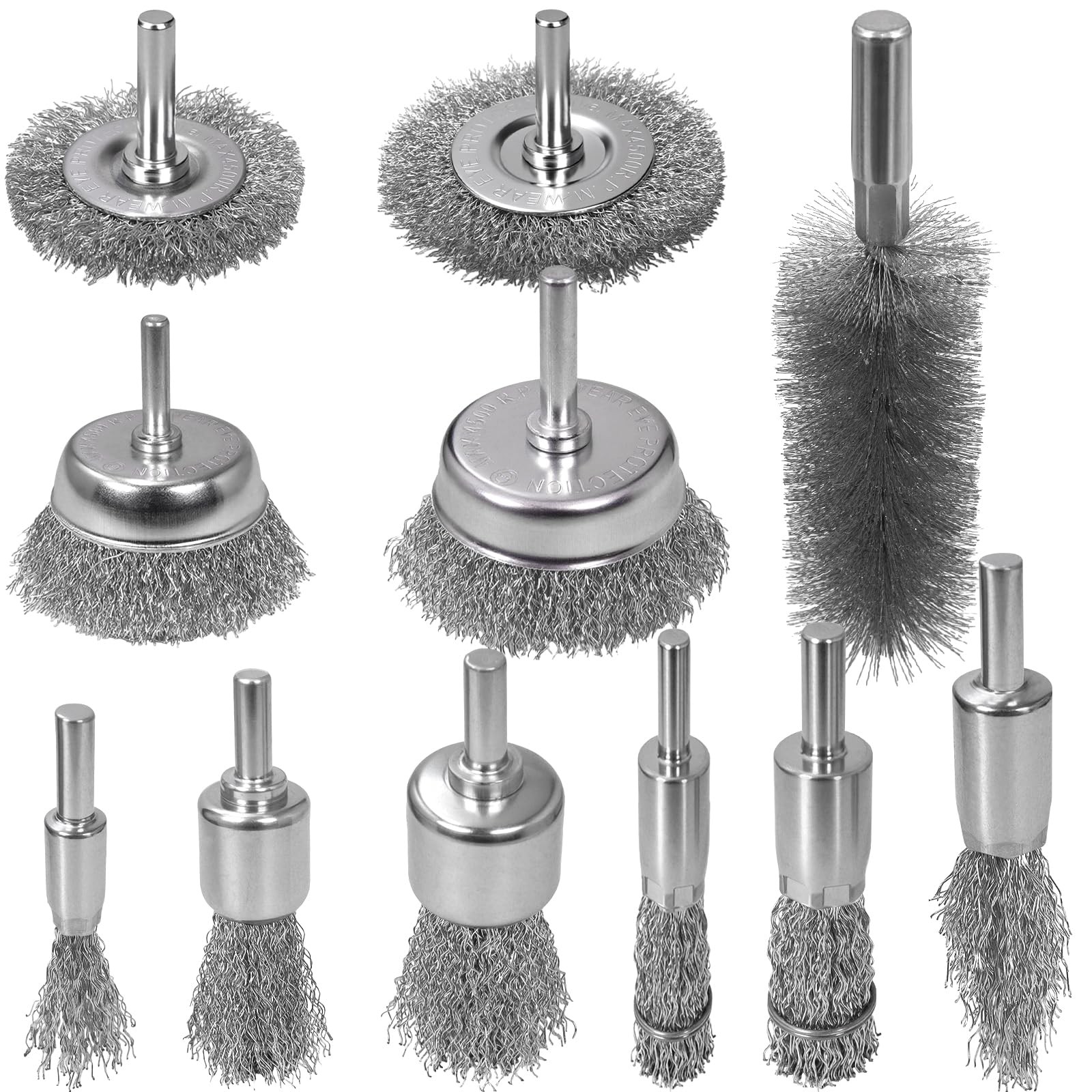 11 Pcs Metal Carbon Steel Wire Wheel for Drill Set,Wool Brush Drill Attachmen…