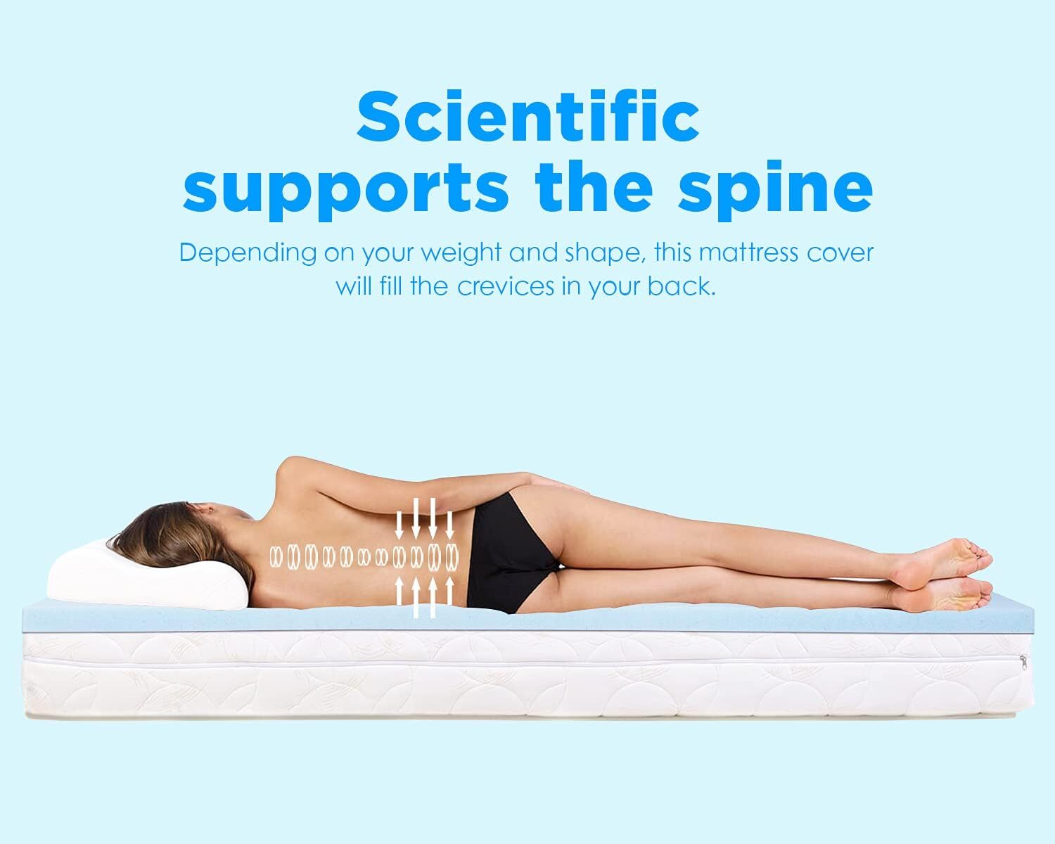 2/3 Inch Mattress Topper Memory Foam Pressure Relief for Back Pain Cooling Gel