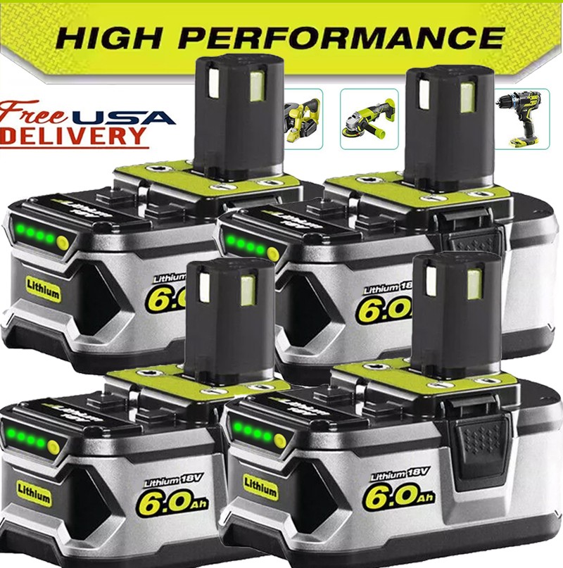 4PACK 18v Battery For RYOBI 18V Battery High Capacity Battery 6.0Ah Lithium