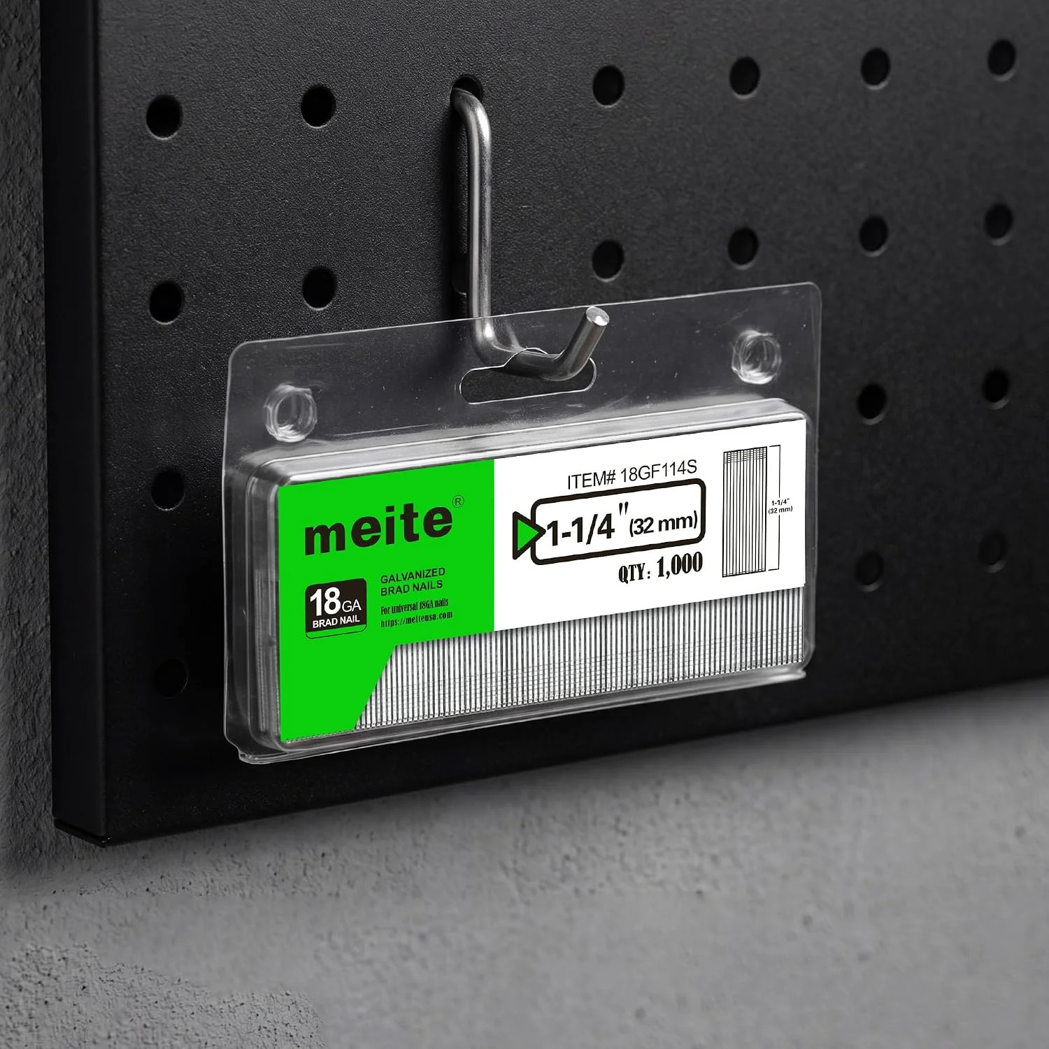 meite 18 Gauge Brad Nails, 1-1/4 Inch 18GA Brad Nails Galvanized Small Finishing