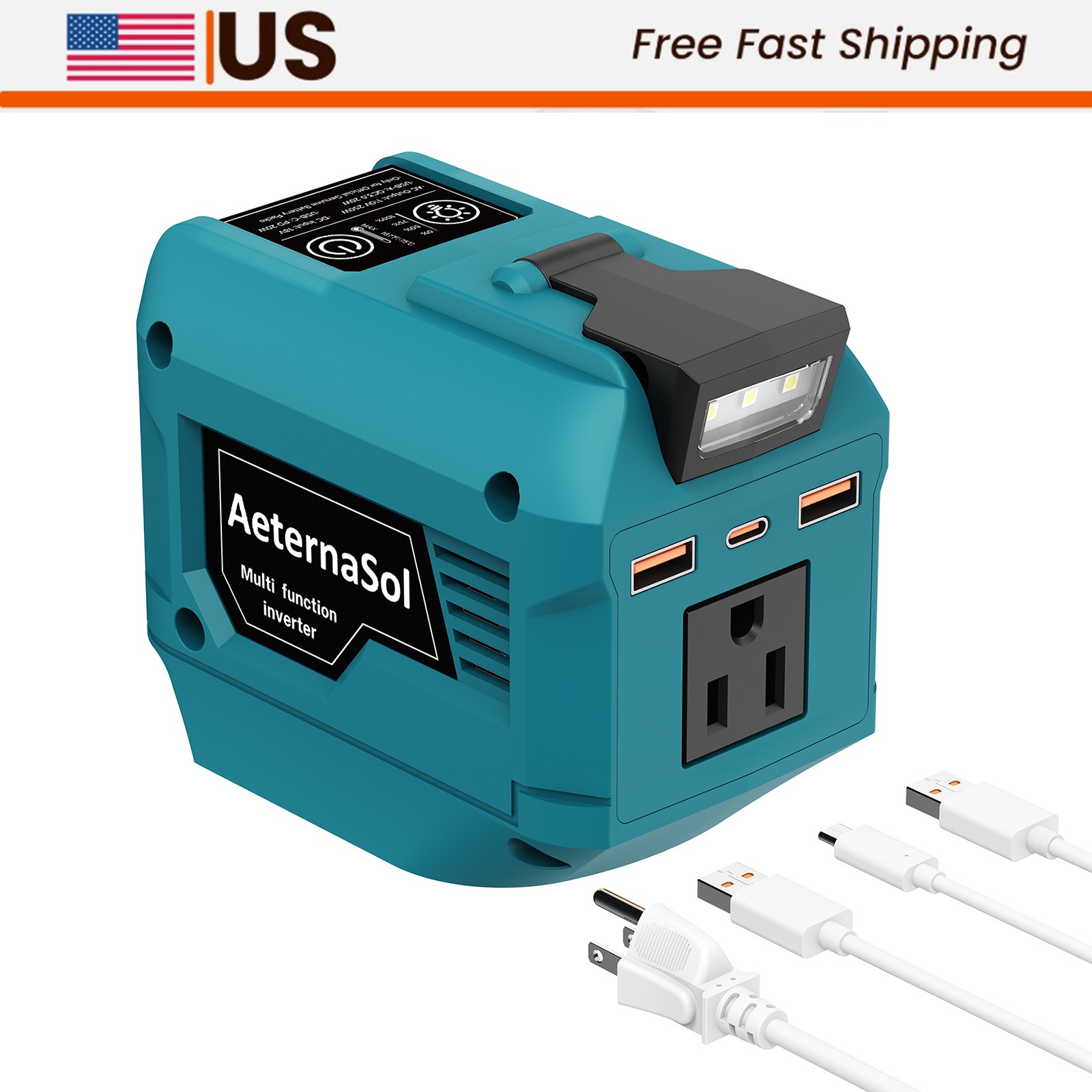 Makita 18-20V Battery For 250W Portable Power Inverter 110V AC 3 USB Outlet
